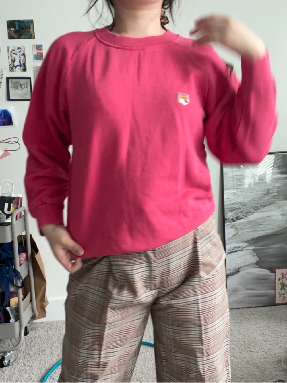 MAISON KITSUNE Hot Pink Fox Patch Sweatshirt